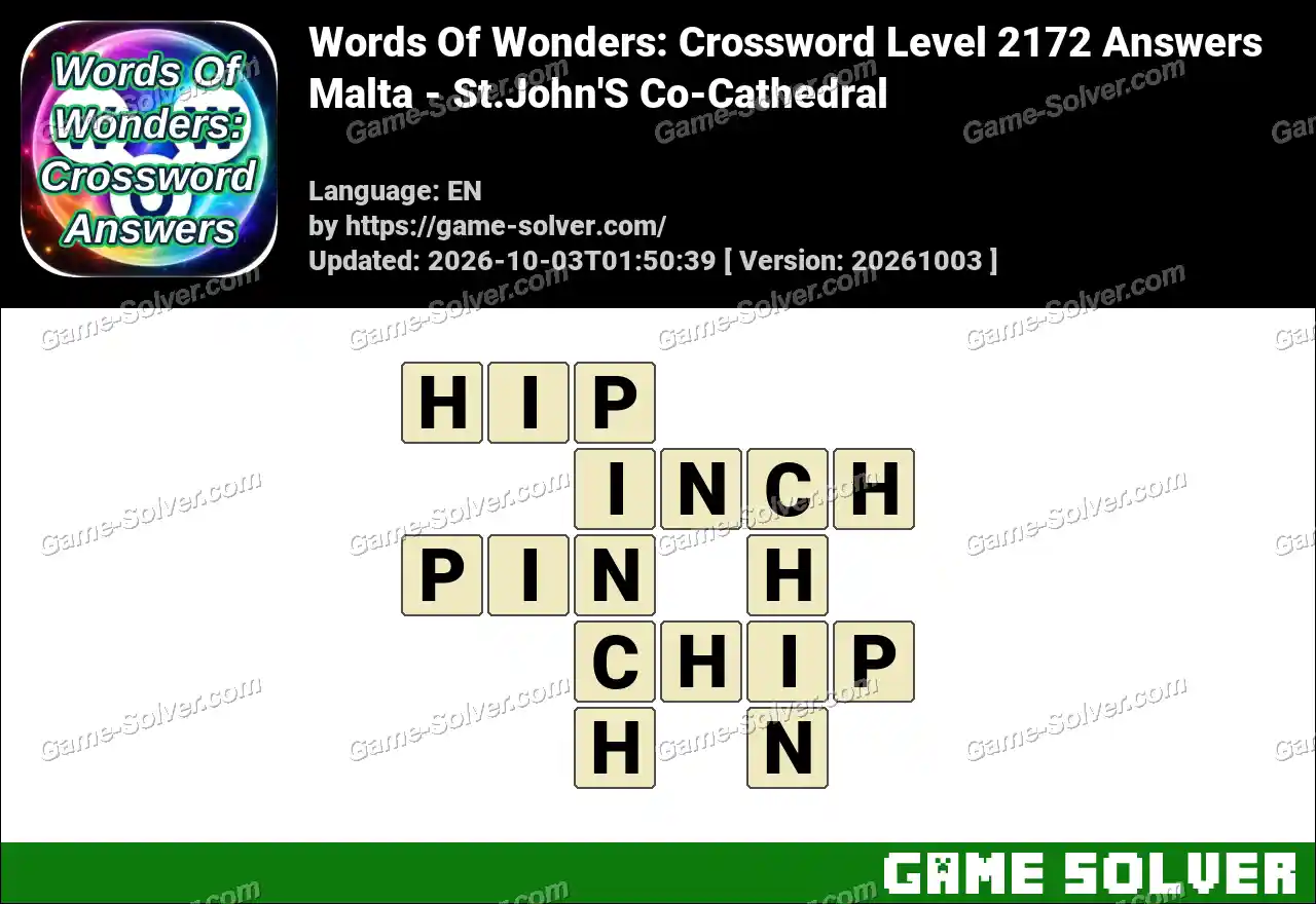 Words Of Wonders: Crossword Level 2172 Answers – Malta – St.John’S Co-Cathedral
